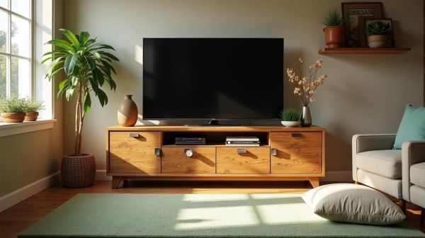 Créez un salon durable avec un meuble TV en bois recyclé